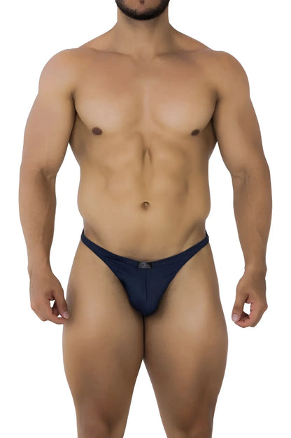 Xtremen 91201 jacquard bikini briefs in navy blue with a small front logo made from jacquard fabric
