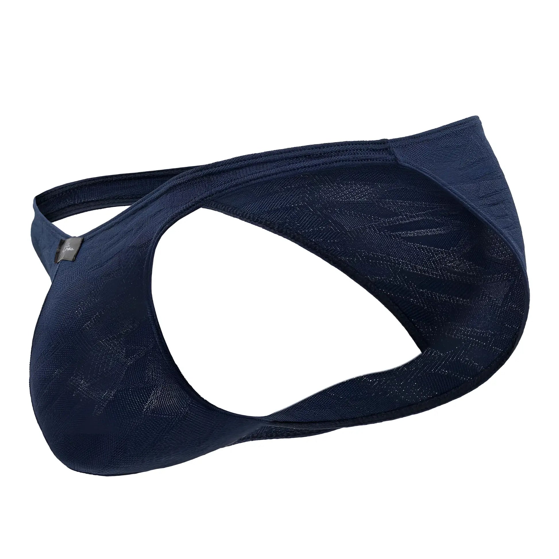 Navy blue textured fabric jockstrap with subtle geometric jacquard pattern xtremen 91201 bikini color dark blue