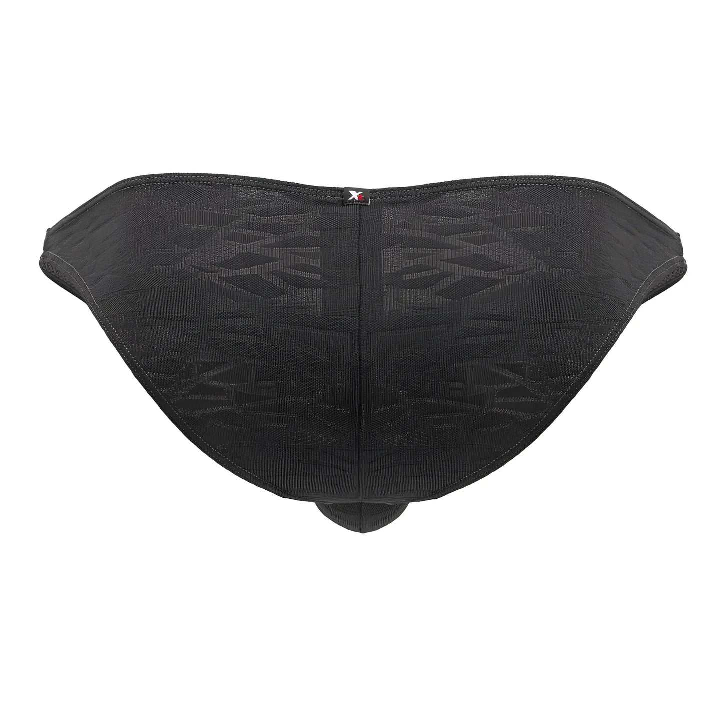 Xtremen 91201 jacquard bikini gray back side showing black textured fabric briefs with subtle pattern and small red logo