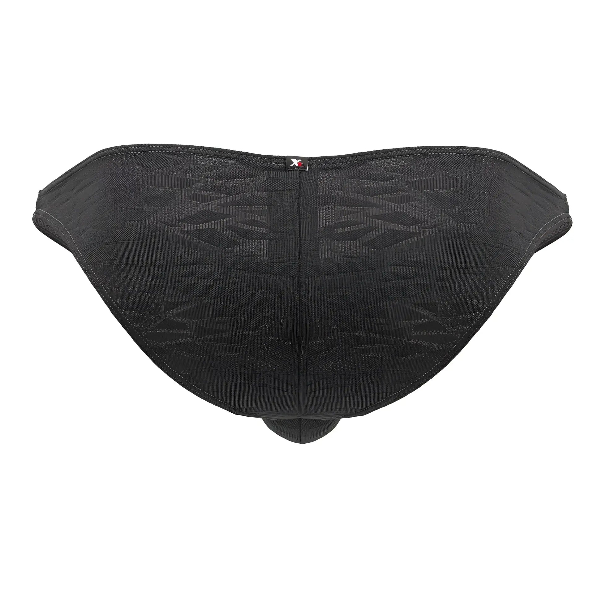 Xtremen 91201 jacquard bikini gray back side showing black textured fabric briefs with subtle pattern and small red logo