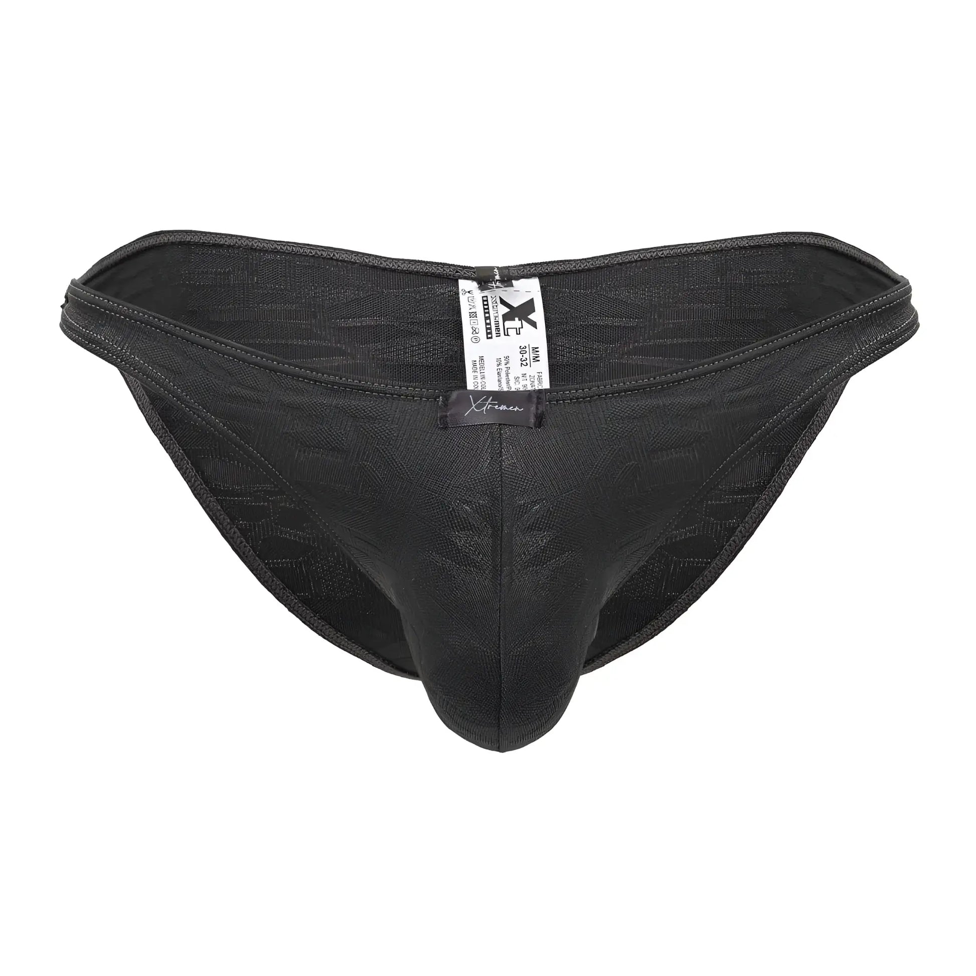 Xtremen 91201 jacquard bikini in gray textured fabric with subtle pattern and reinforced stitching for men