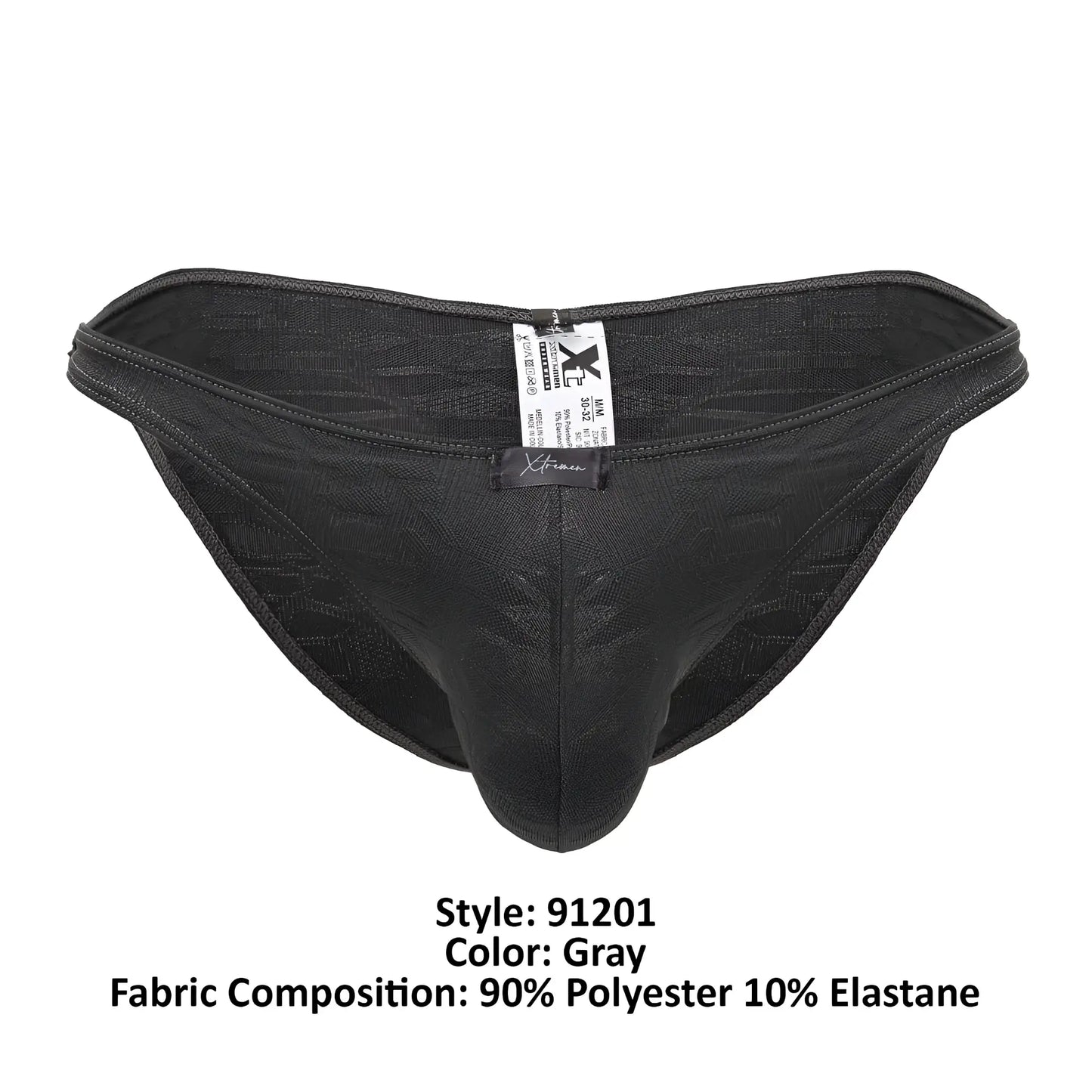 Gray men’s briefs xtremen 91201 jacquard bikini made of 90% polyester 10% elastane with subtle textured pattern