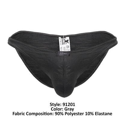 Gray men’s briefs xtremen 91201 jacquard bikini made of 90% polyester 10% elastane with subtle textured pattern