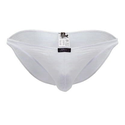 Xtremen 91201 jacquard bikini white mesh briefs with subtle sheen and reinforced stitching along edges