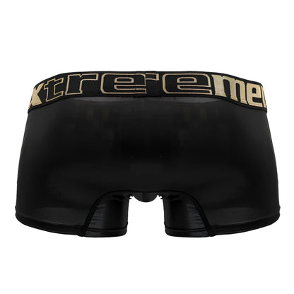 Black microfiber boxer briefs with gold trimmed xtreme waistband in xtremen 91202 microfiber trunks color black