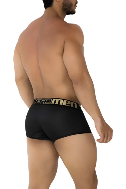 Black xtremen 91202 microfiber trunks with gold teem logo on waistband designed for comfort and support