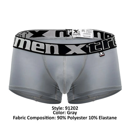 Gray xtremen 91202 microfiber trunks with black and white patterned waistband made of 90 polyester 10 elastane