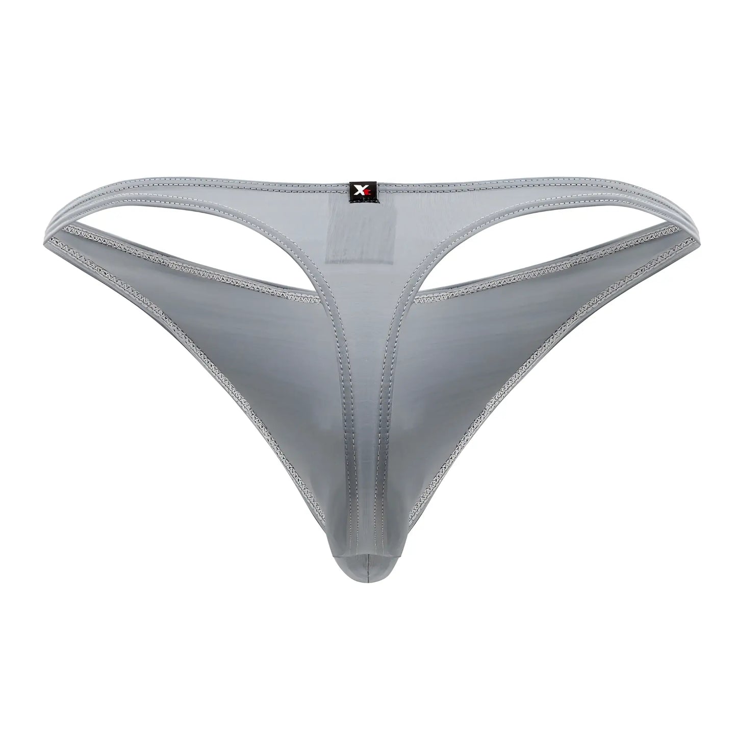 Gray Xtremen 91203 microfiber thong with subtle sheen and reinforced stitching along the edges