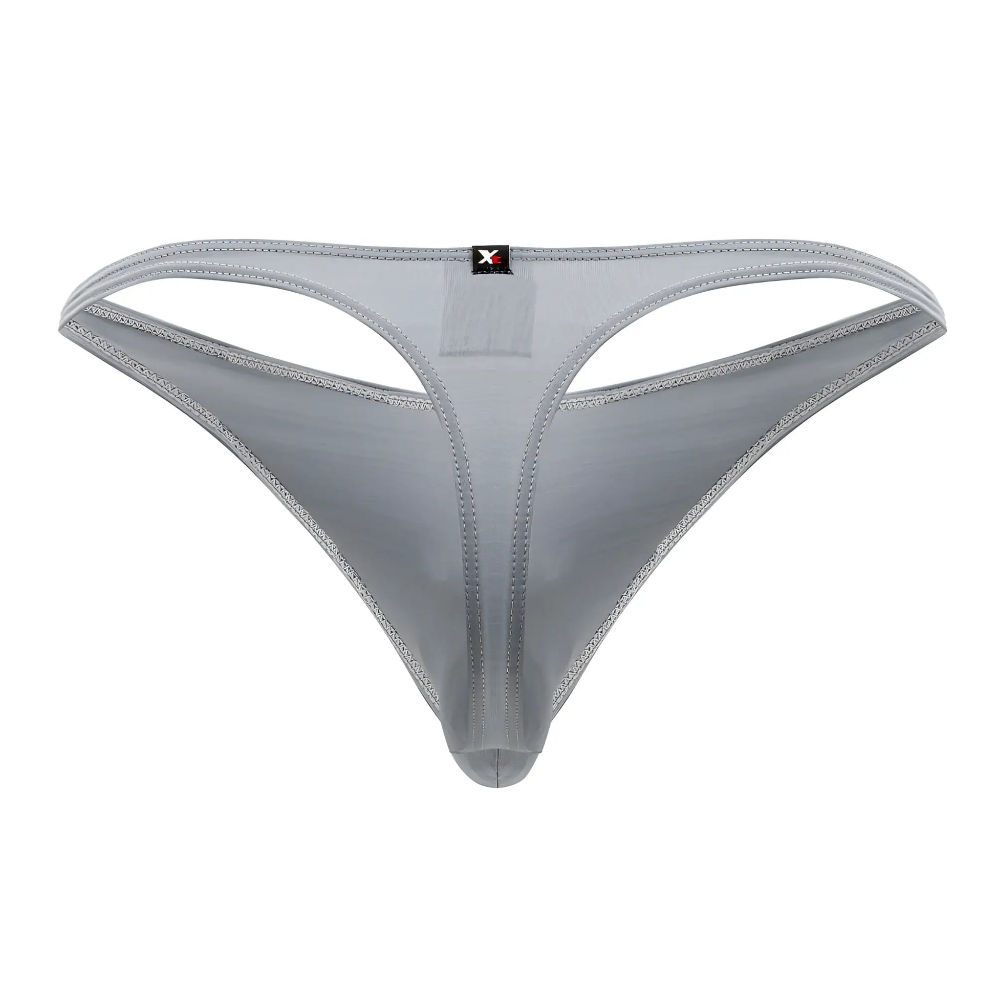 Gray Xtremen 91203 microfiber thong with subtle sheen and reinforced stitching along the edges