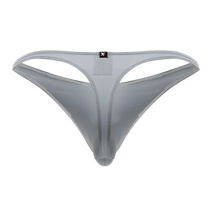 Gray Xtremen 91203 microfiber thong with subtle sheen and reinforced stitching along the edges