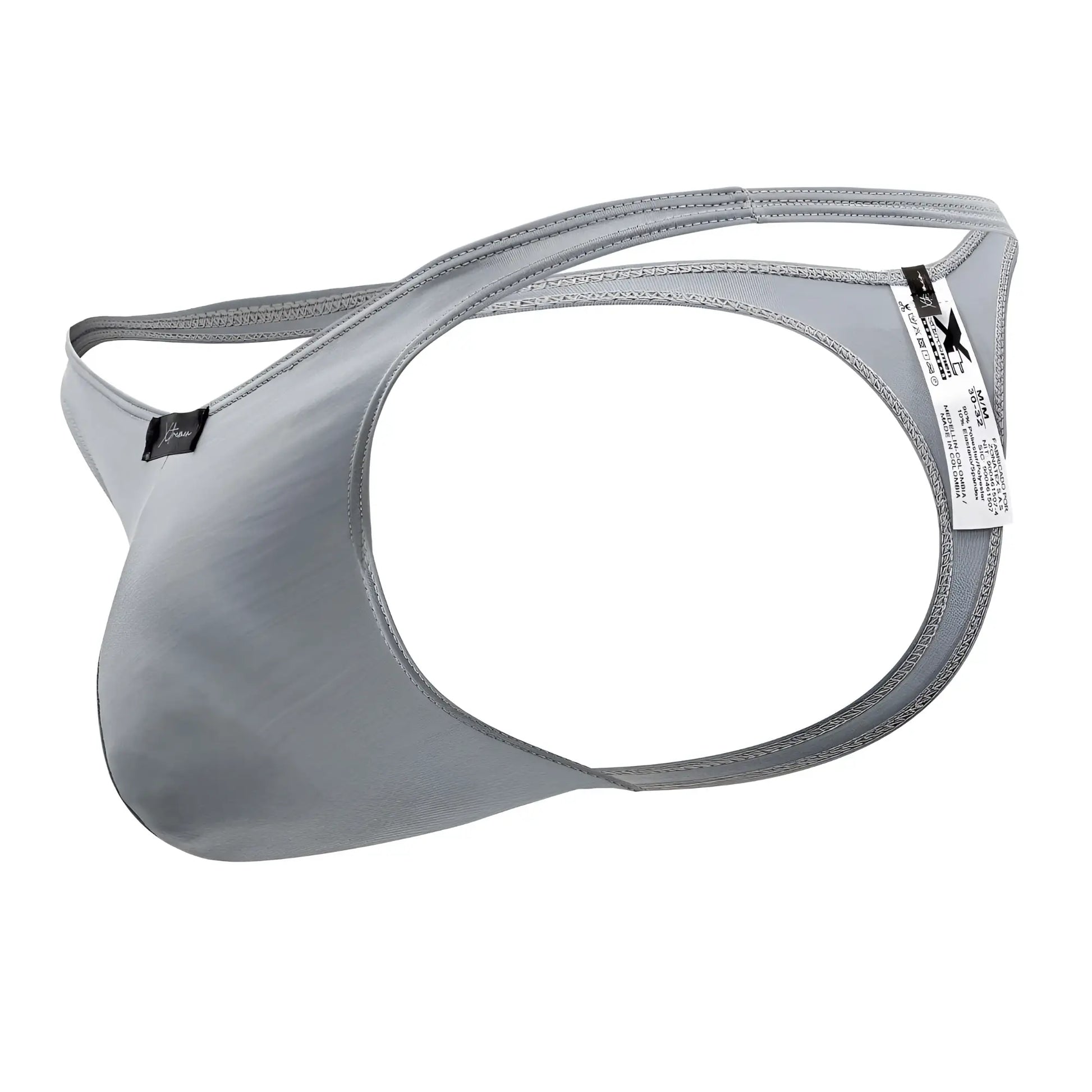 Gray xtremen 91203 microfiber men’s thong made of smooth stretch fabric with reinforced stitching on front side
