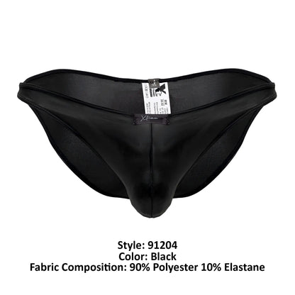 Black mens briefs Xtremen 91204 microfiber bikini in black made of 90 percent polyester and 10 percent elastane with central seam