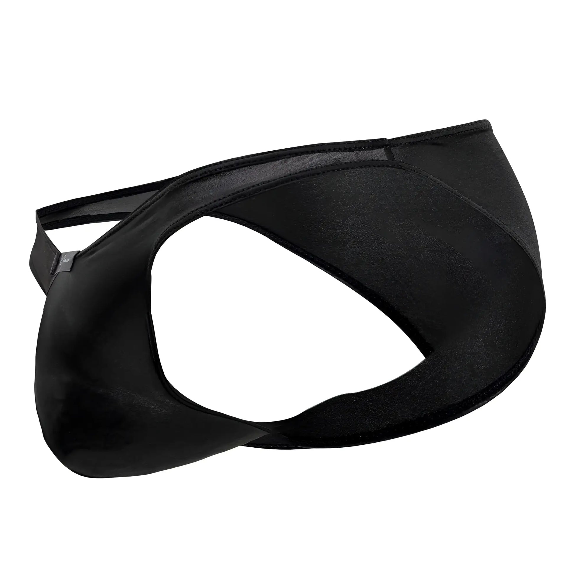 Black satin microfiber bikini briefs with sleek form-fitting design and mesh paneling xtremen 91204 color black