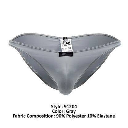 Gray xtremen 91204 microfiber bikini briefs made of 90 polyester 10 elastane with sleek form-fitting design and visible stitching