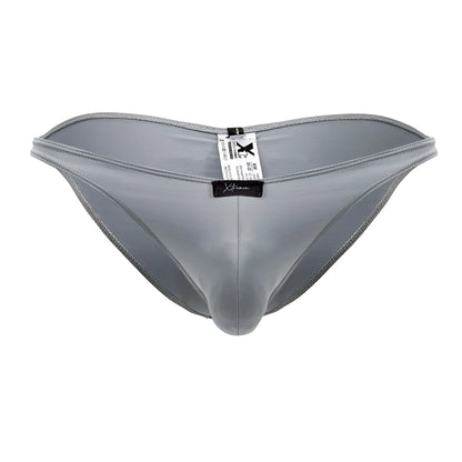 Gray xtremen 91204 microfiber bikini briefs with sleek satin finish and precise stitching for men