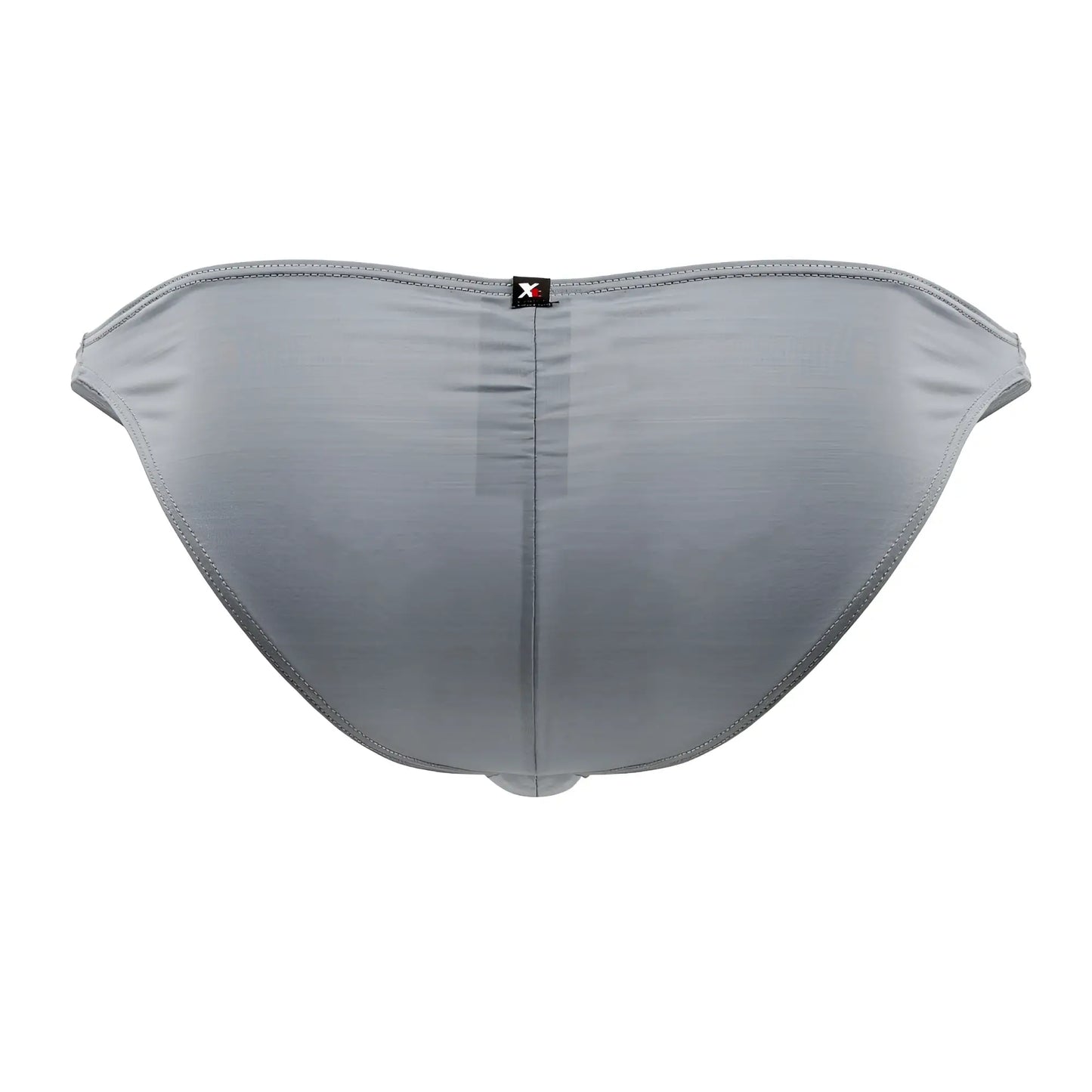 Gray xtremen 91204 microfiber bikini briefs with sleek textured fabric and small black logo tag on the back center