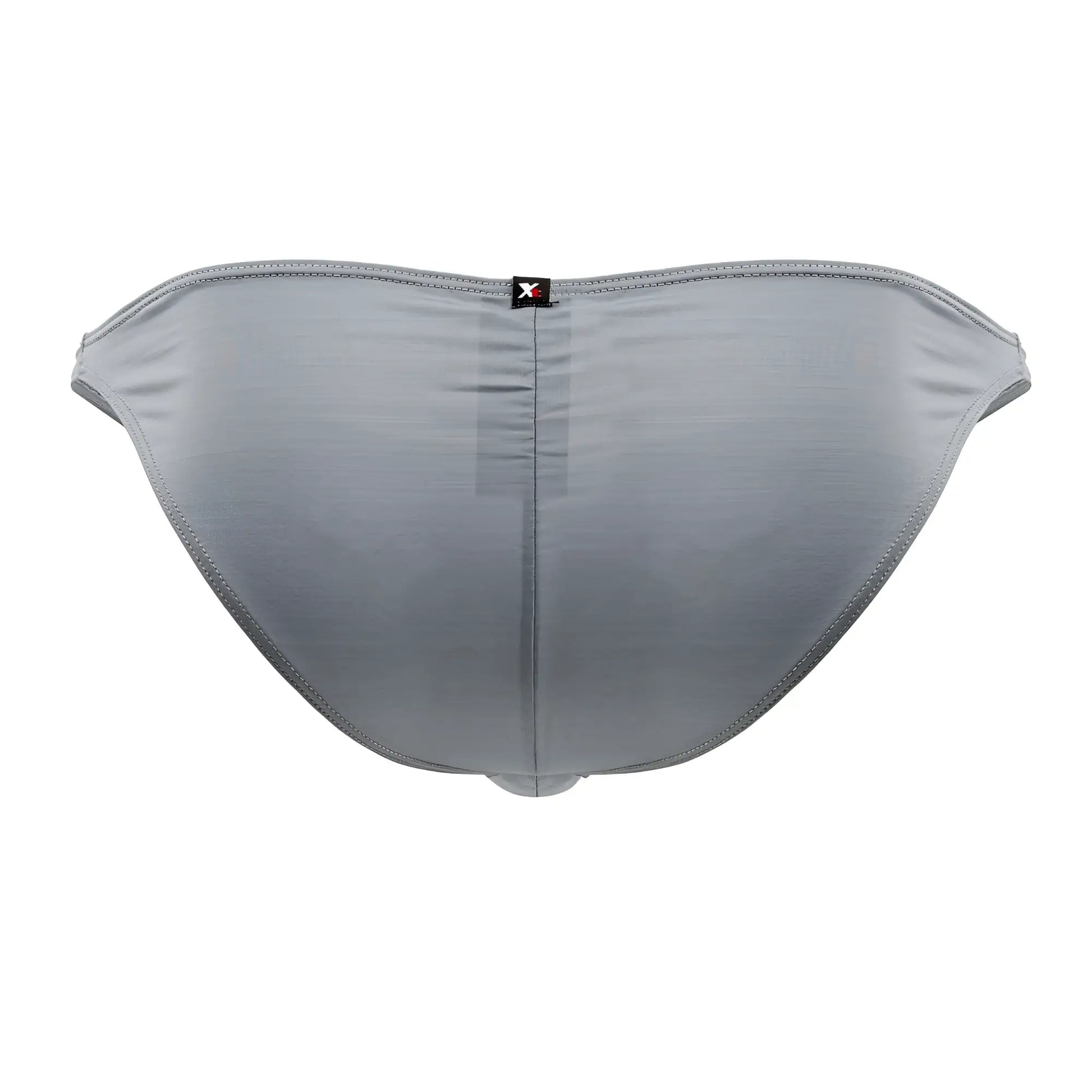 Gray xtremen 91204 microfiber bikini briefs with sleek textured fabric and small black logo tag on the back center