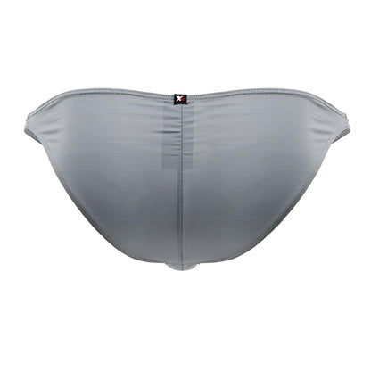 Gray xtremen 91204 microfiber bikini briefs with sleek textured fabric and small black logo tag on the back center