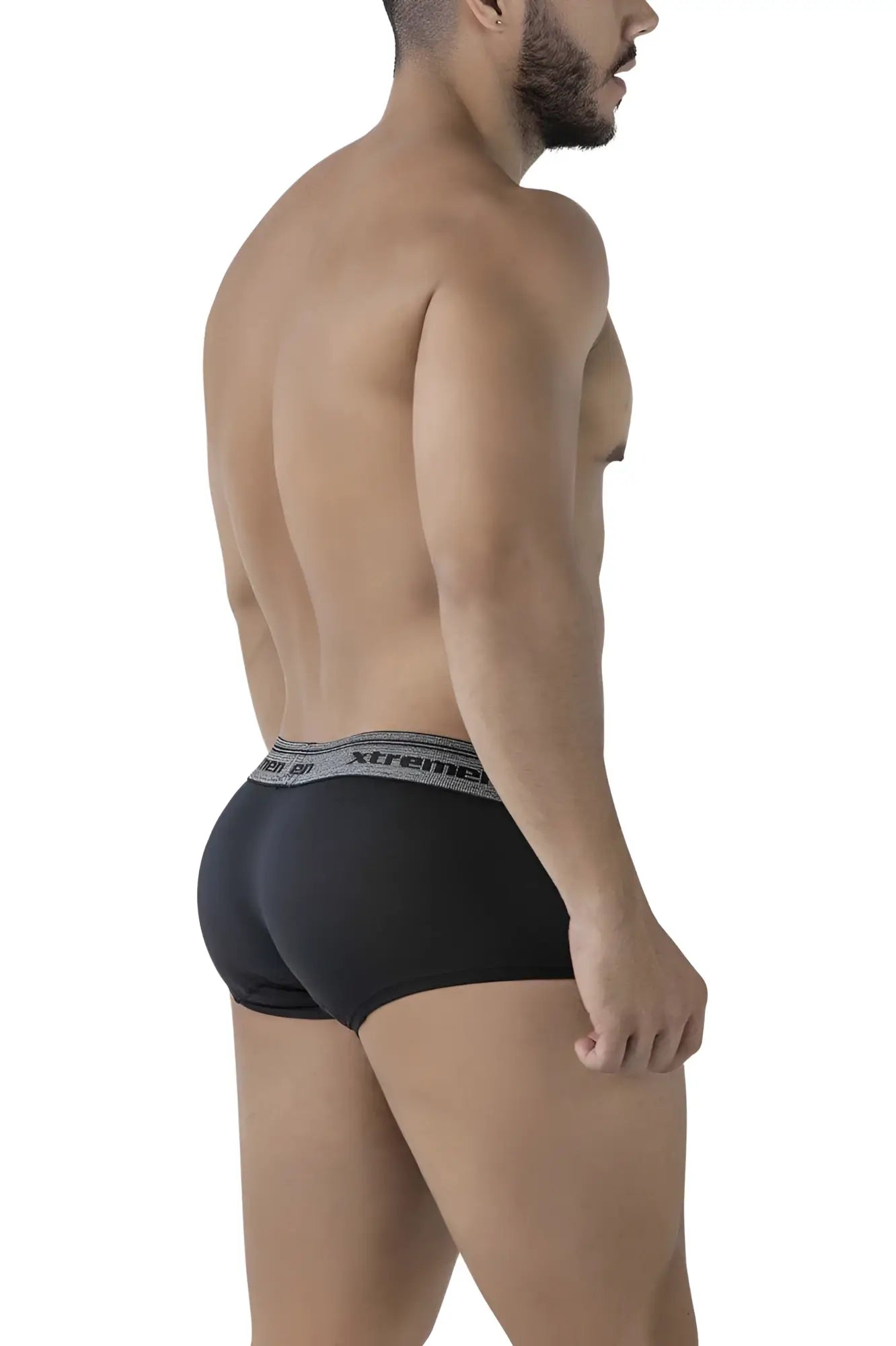 Black xtremen 91205b cotton blend trunks with gray elastic waistband and black xtreme brand lettering