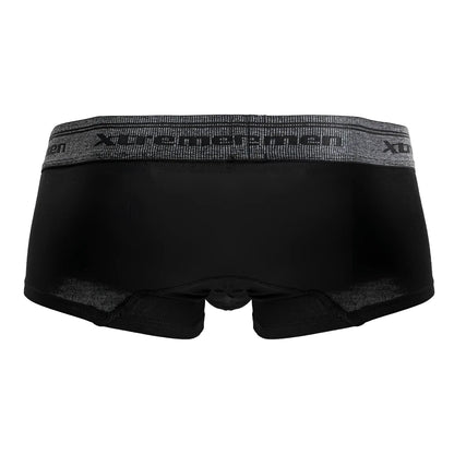 Black xtremen 91205b cotton blend trunks with gray elastic waistband featuring black xtremen branding