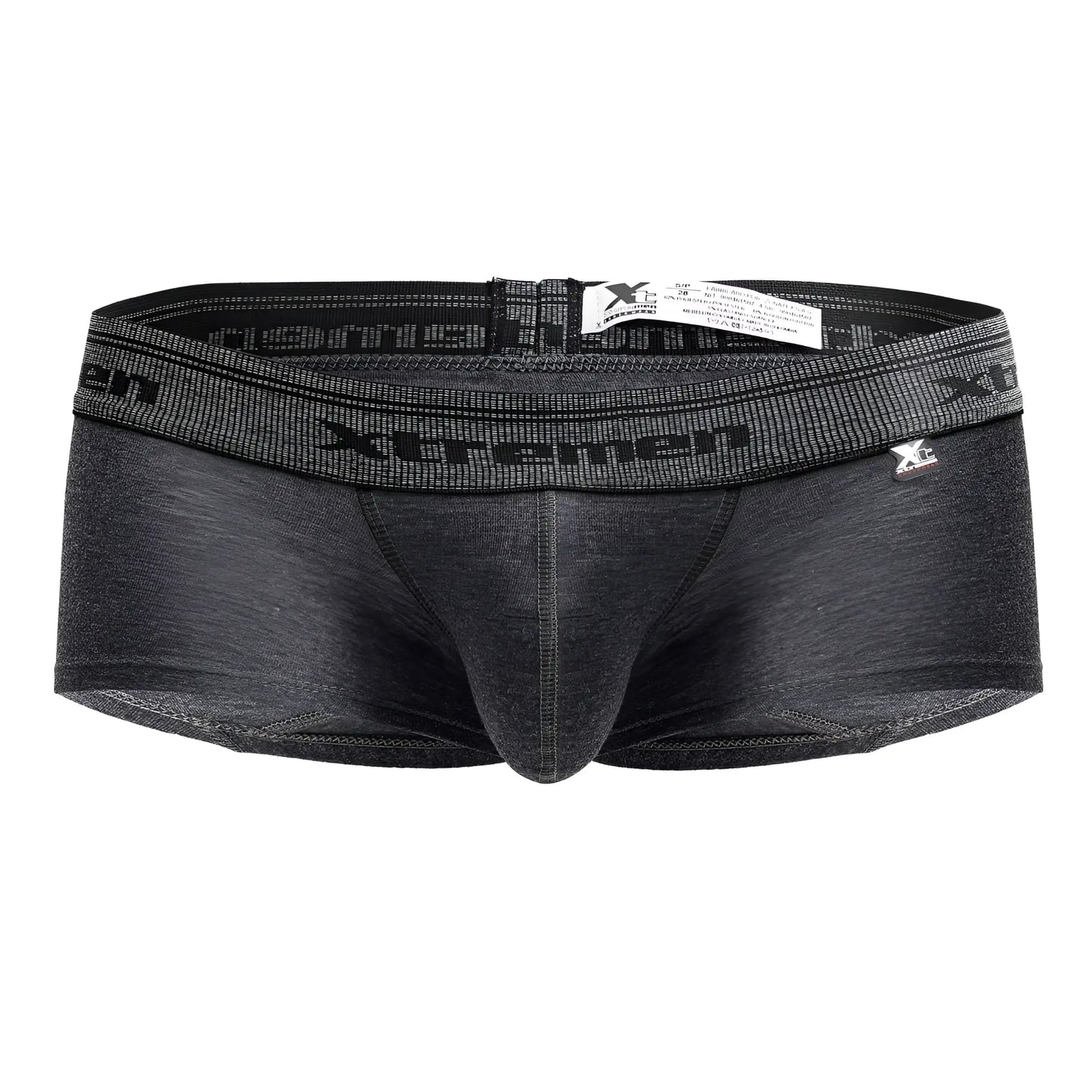 Black heathered xtremen 91205b cotton blend men’s briefs with textured waistband and subtle branding
