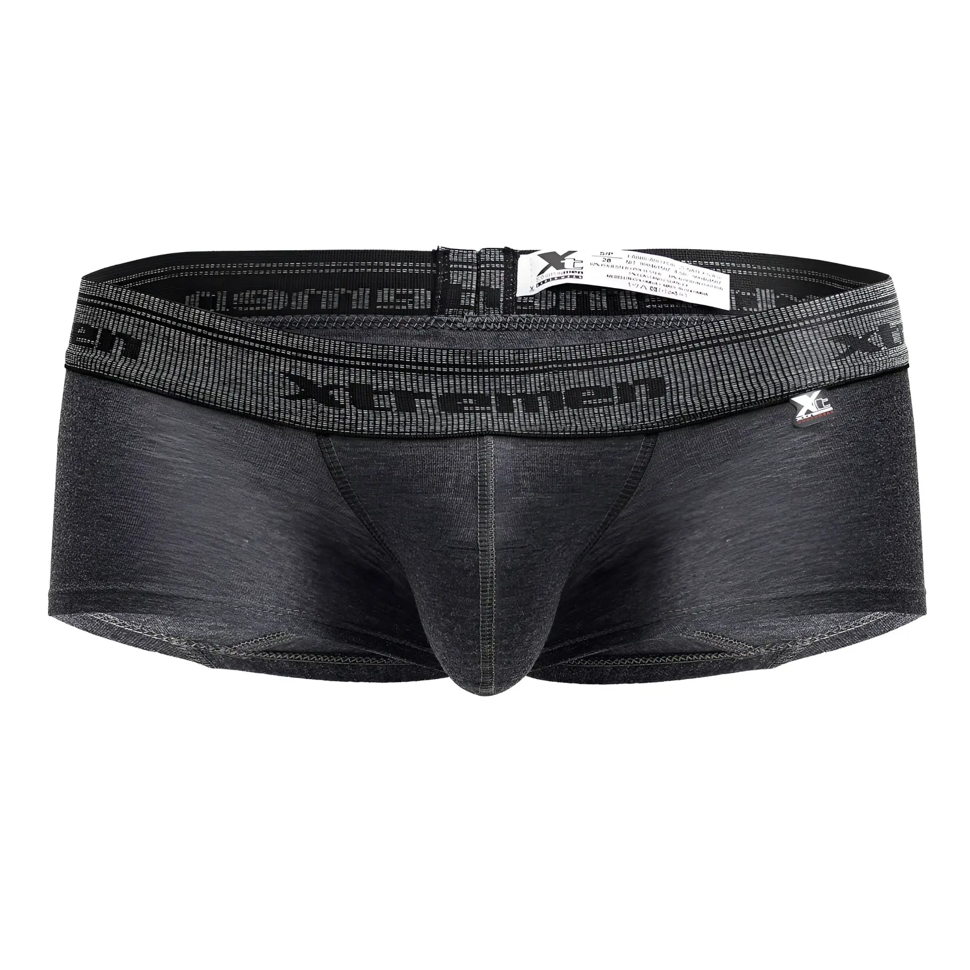 Black heathered xtremen 91205b cotton blend men’s briefs with textured waistband and subtle branding