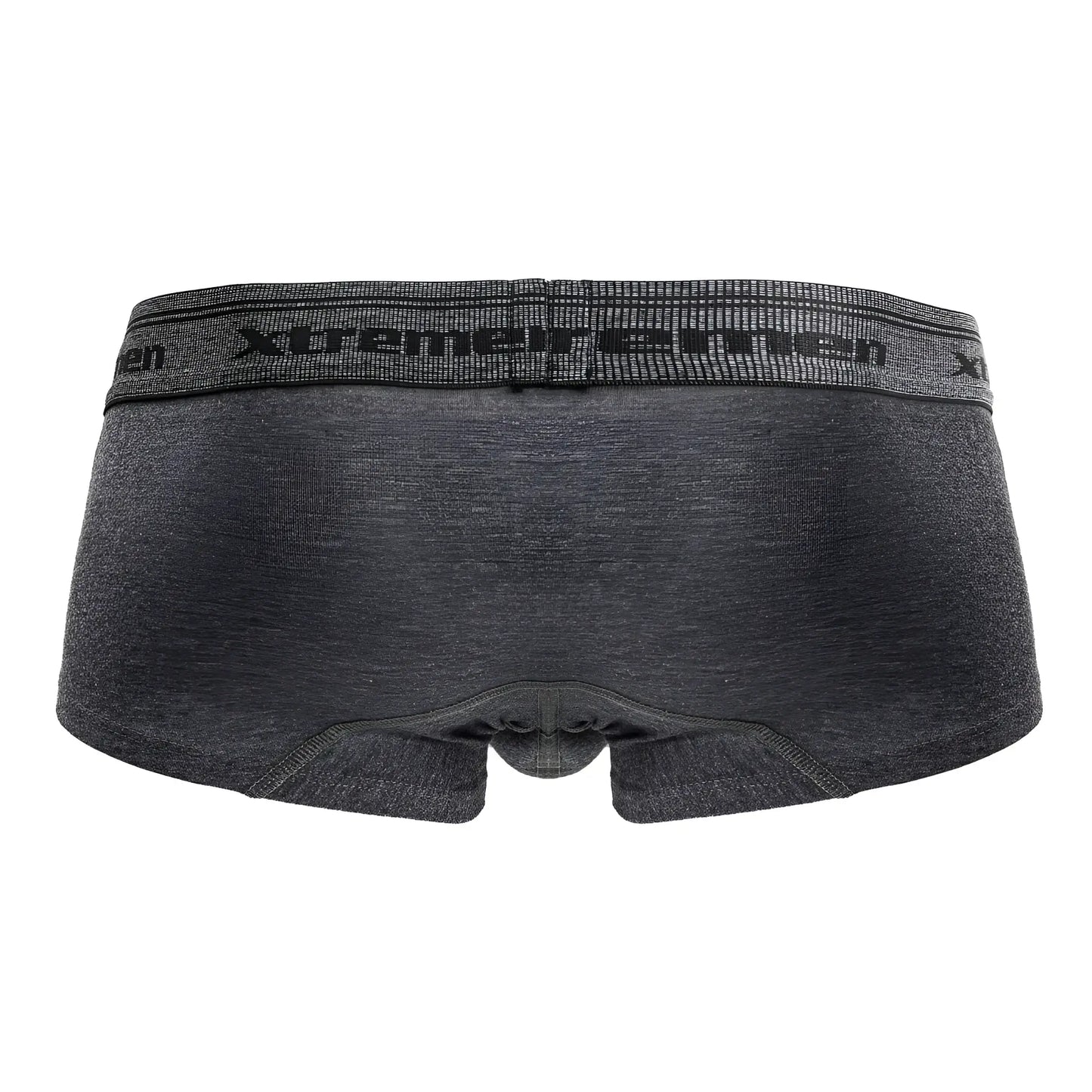 Dark gray heathered cotton blend briefs with textured elastic waistband featuring xtrememen logo color cross design