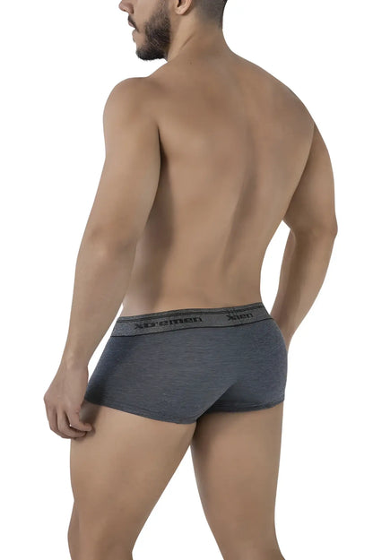 Gray heathered men’s cotton blend briefs with black xtreme branded waistband from xtremen color cross trunks