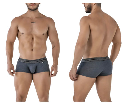 Gray heathered cotton blend briefs with subtle elastic waistband and xtremen logo on the side color cross design