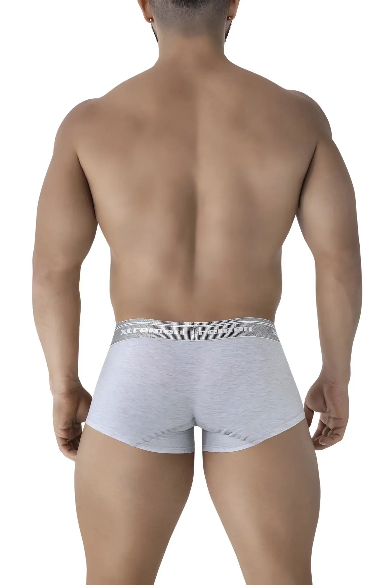 Gray heathered Xtremen 91205B cotton blend trunks with gray elastic waistband featuring xtreme men logo