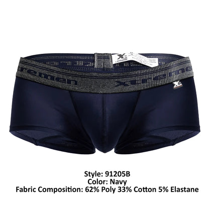 Navy blue xtremen 91205b cotton blend men’s briefs with gray elastic waistband and xcemen brand logo