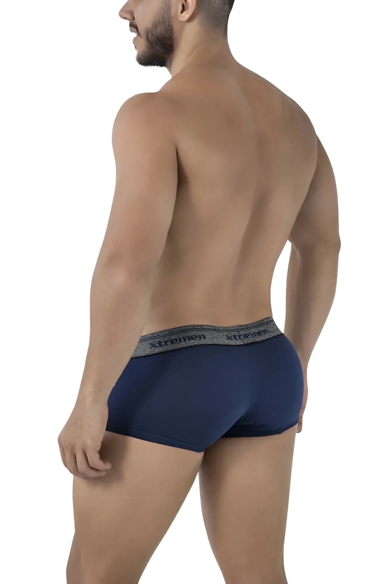Navy blue xtremen 91205b cotton blend men’s briefs with textured gray waistband featuring xtremen brand name