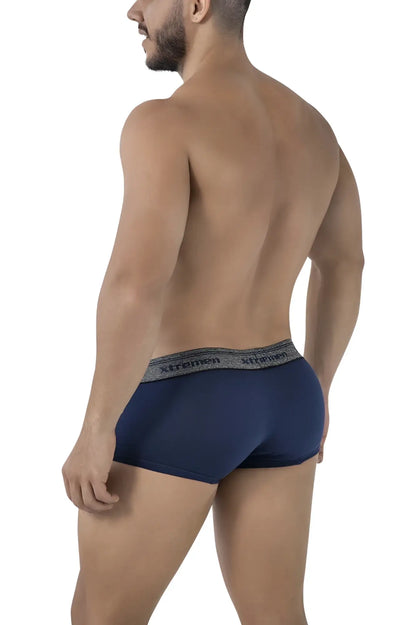 Navy blue xtremen 91205b cotton blend men’s briefs with textured gray waistband featuring xtremen brand name