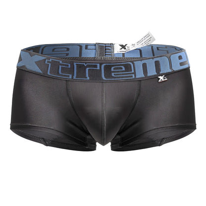 Black men’s gray microfiber trunks with a blue and gray xtreme branded waistband, model xtremen 91206b