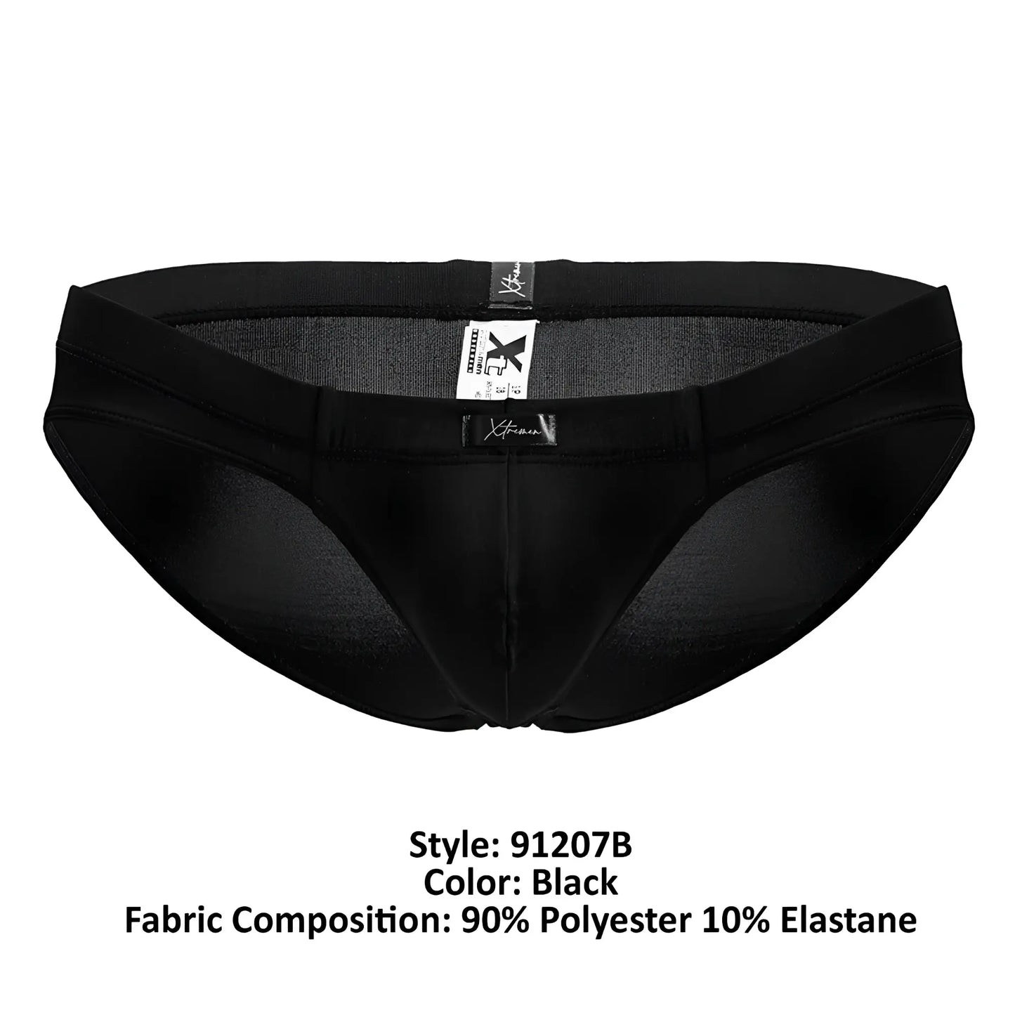 Black xtremen 91207b microfiber briefs made of 90% polyester 10% elastane with breathable mesh panels