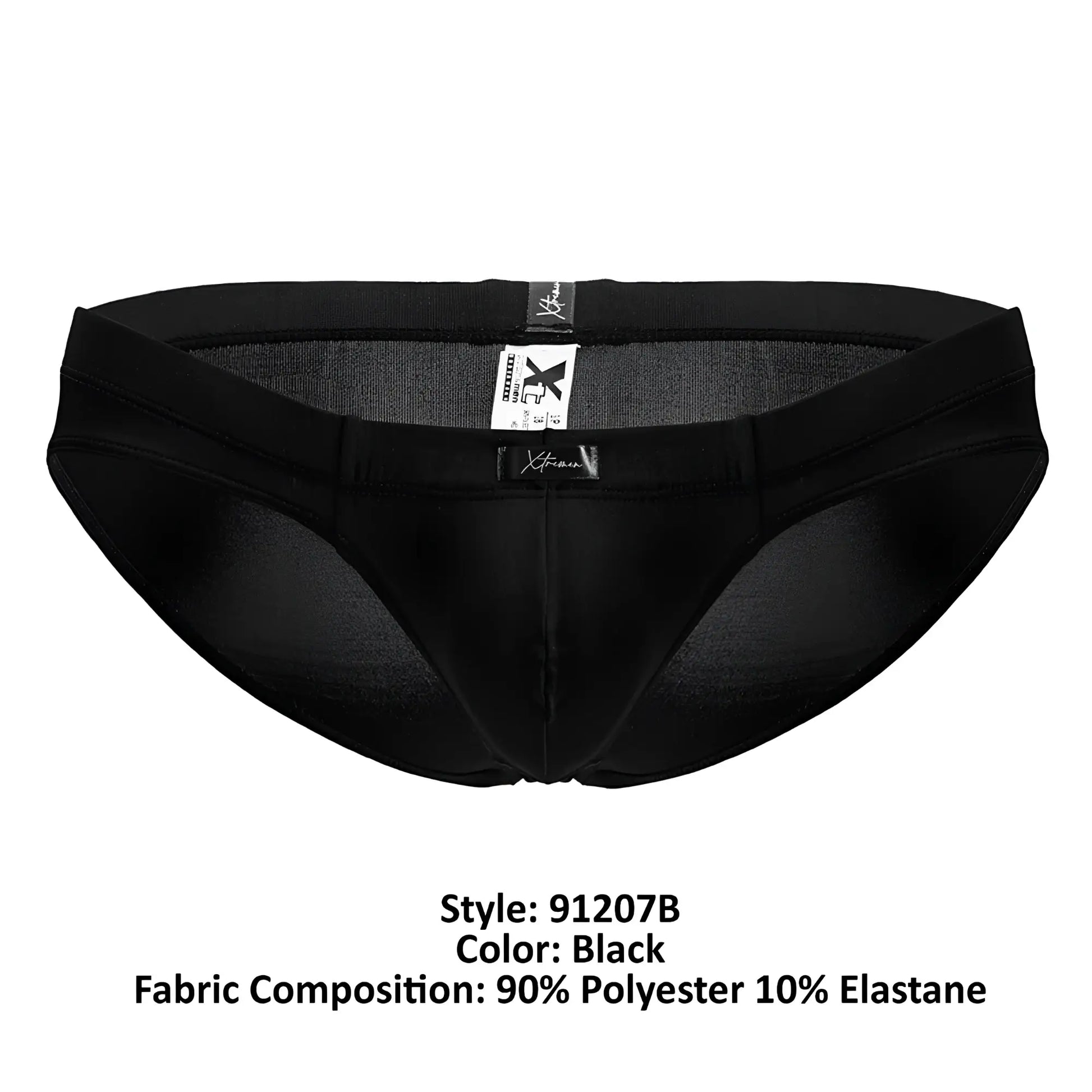 Black xtremen 91207b microfiber briefs made of 90% polyester 10% elastane with breathable mesh panels