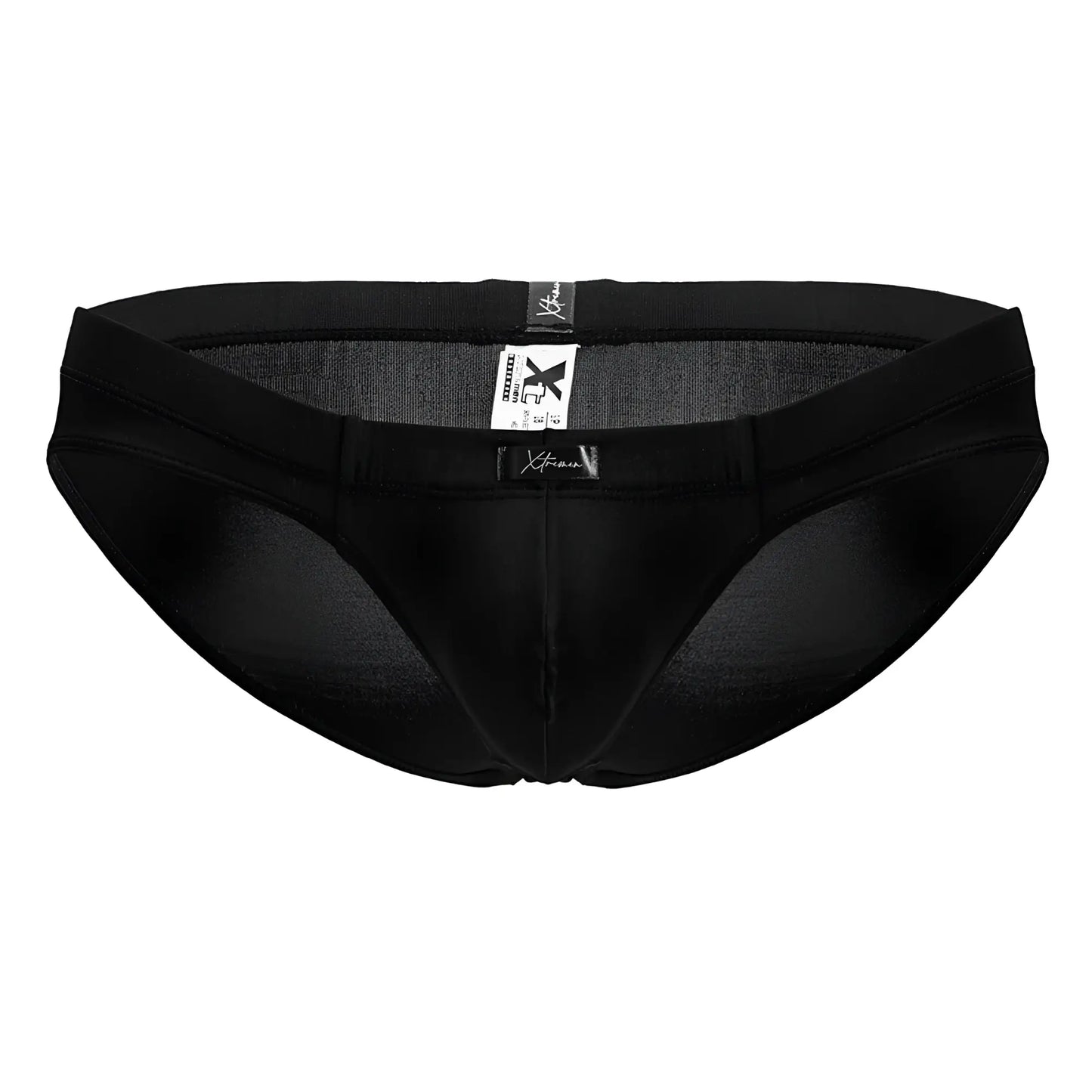 Black xtremen 91207b microfiber briefs with smooth form-fitting fabric and subtle textured inner lining