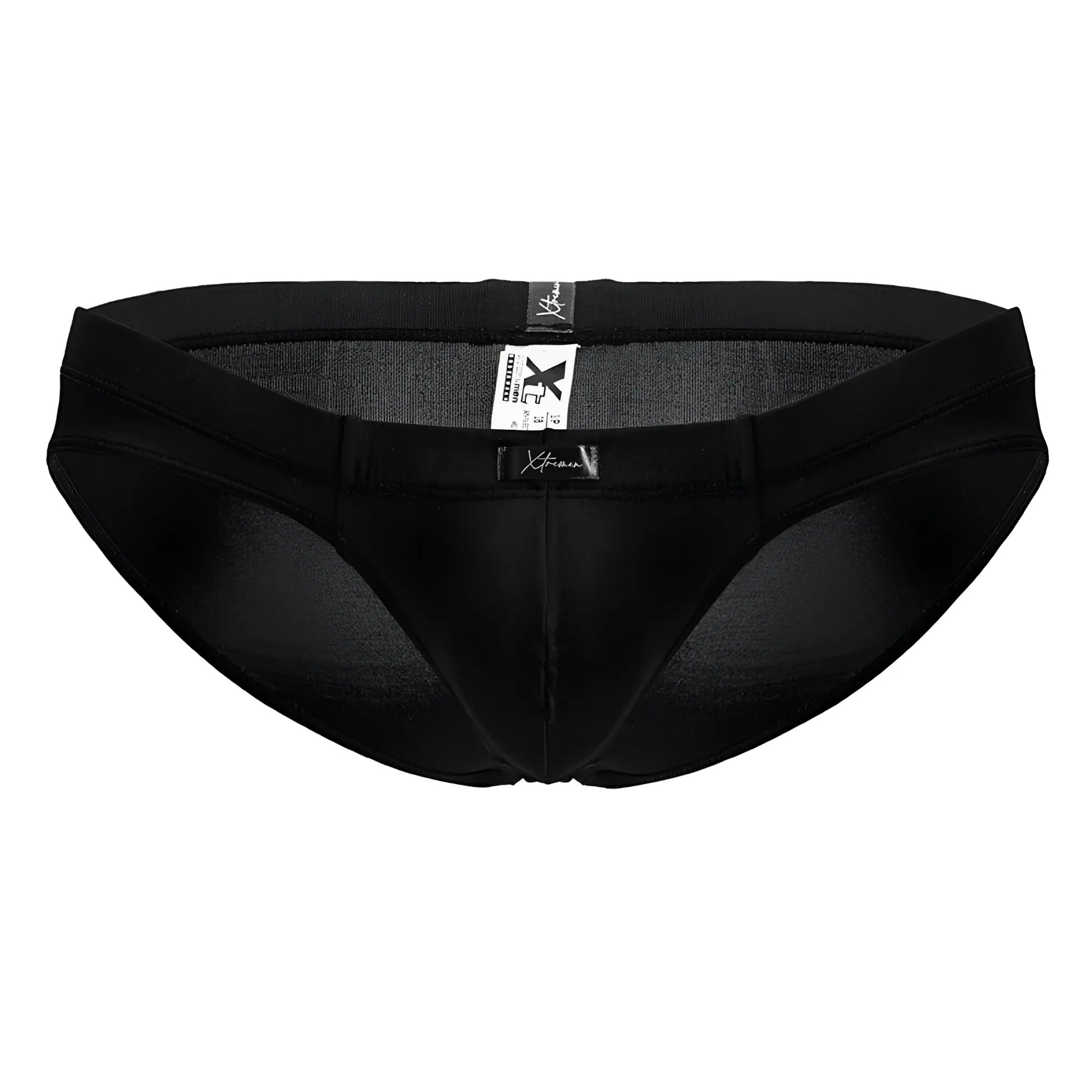Black xtremen 91207b microfiber briefs with smooth form-fitting fabric and subtle textured inner lining