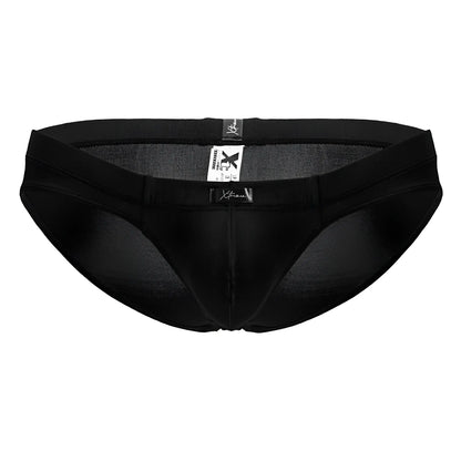 Black xtremen 91207b microfiber briefs with smooth form-fitting fabric and subtle textured inner lining