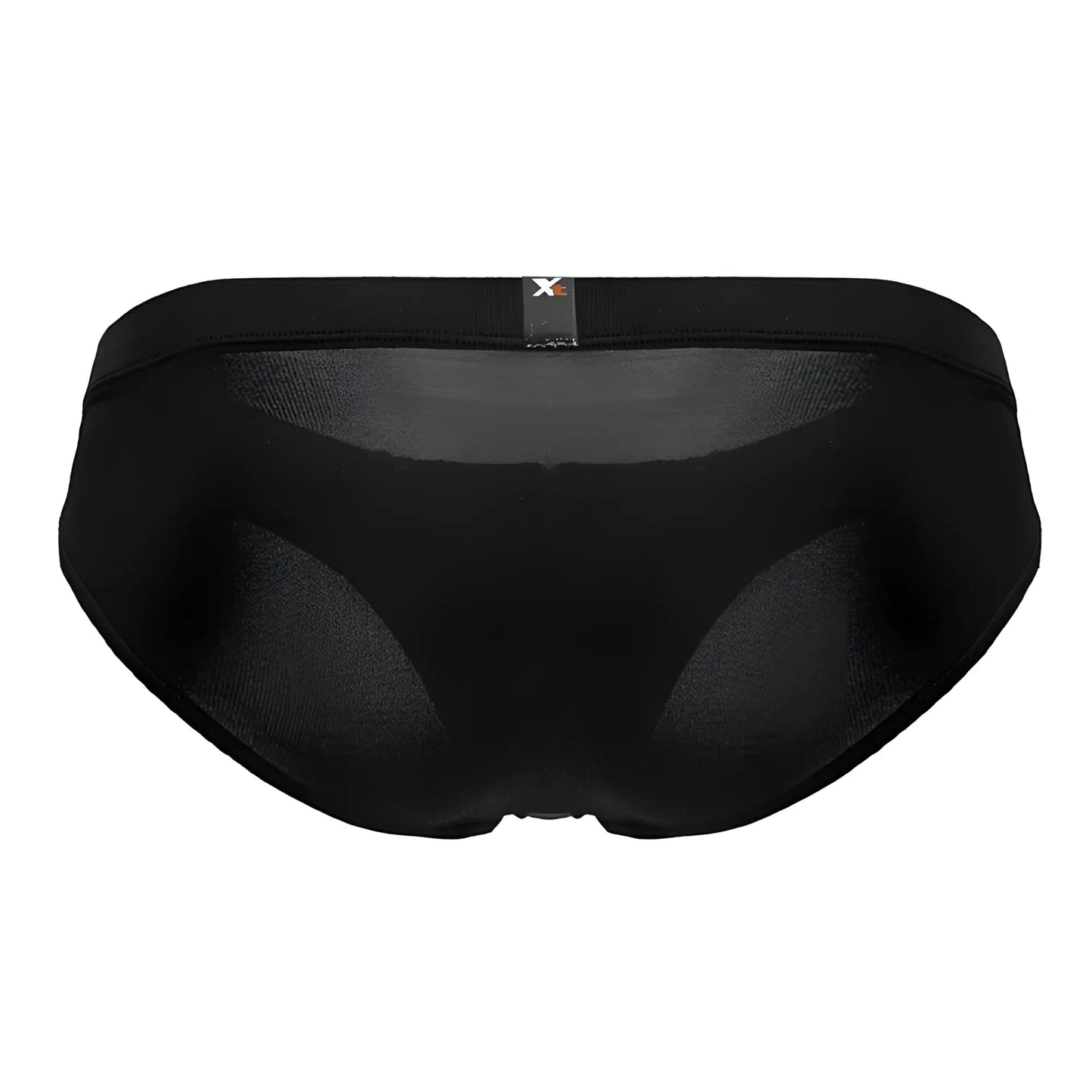 Xtremen 91207B black microfiber briefs with black mesh, solid elastic waistband, and small brand tag on the front