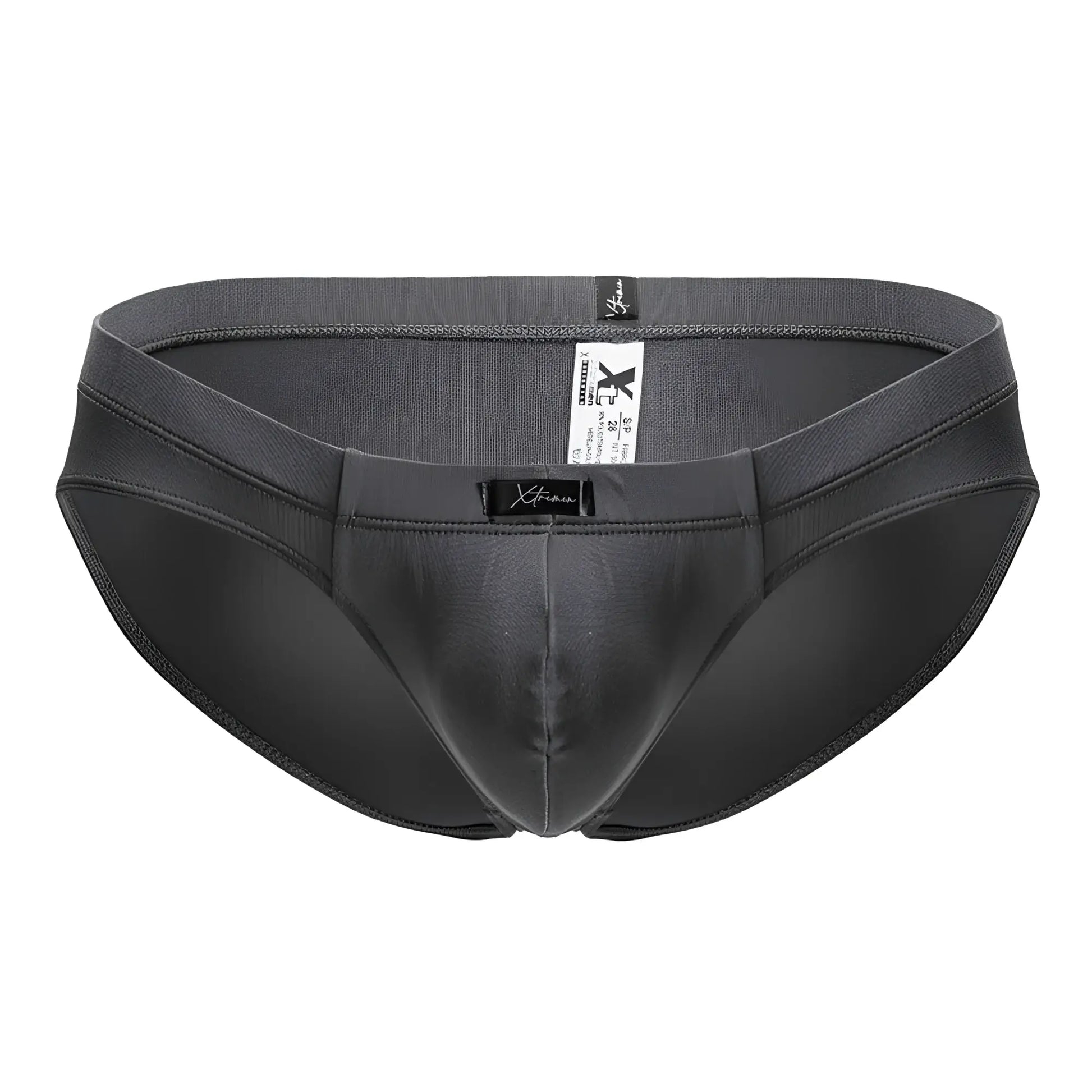 Black xtrac men’s microfiber briefs in gray with smooth form fitting design and elastic waistband