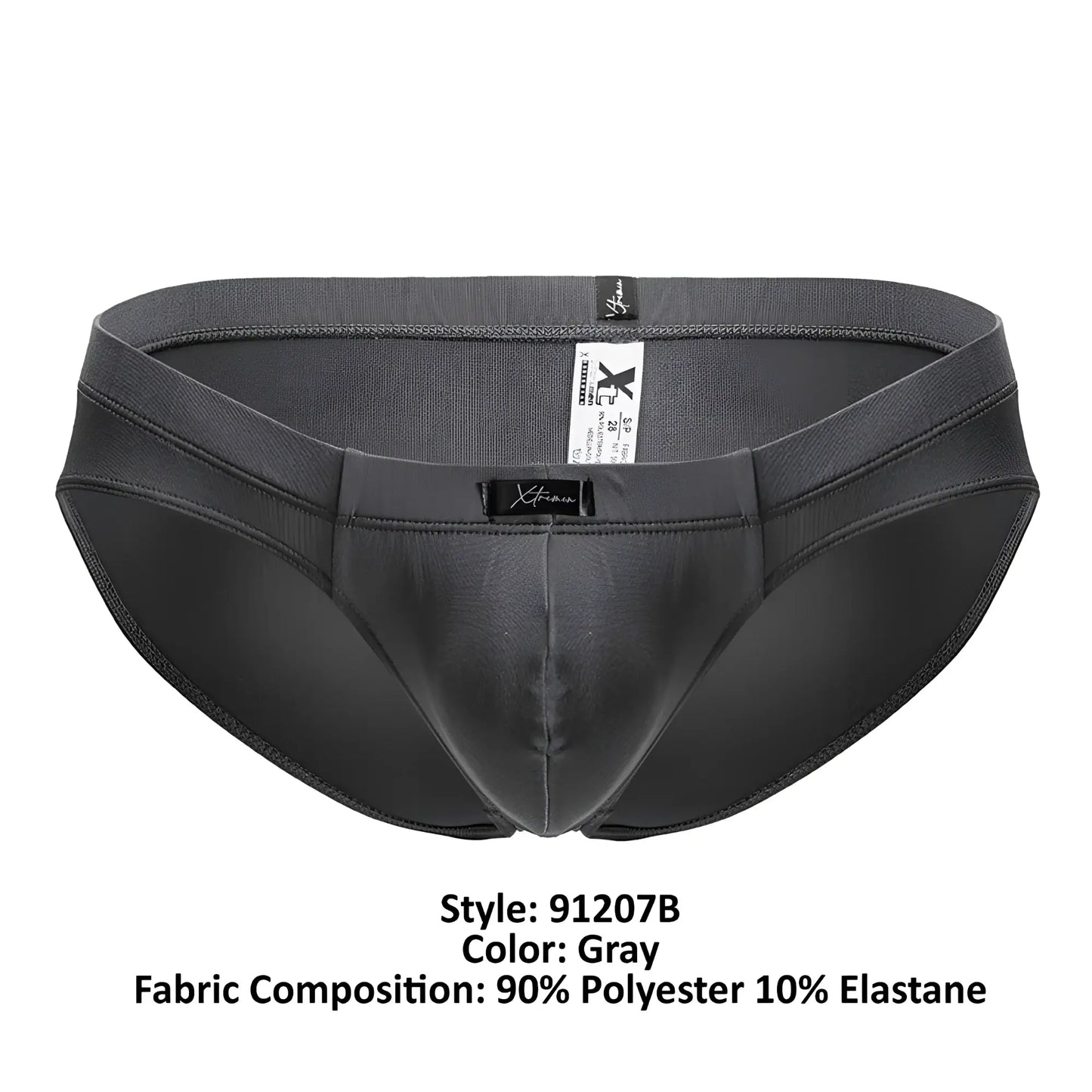 Gray xtremen 91207b microfiber briefs made of 90 polyester 10 elastane with sleek form-fitting design and reinforced stitching