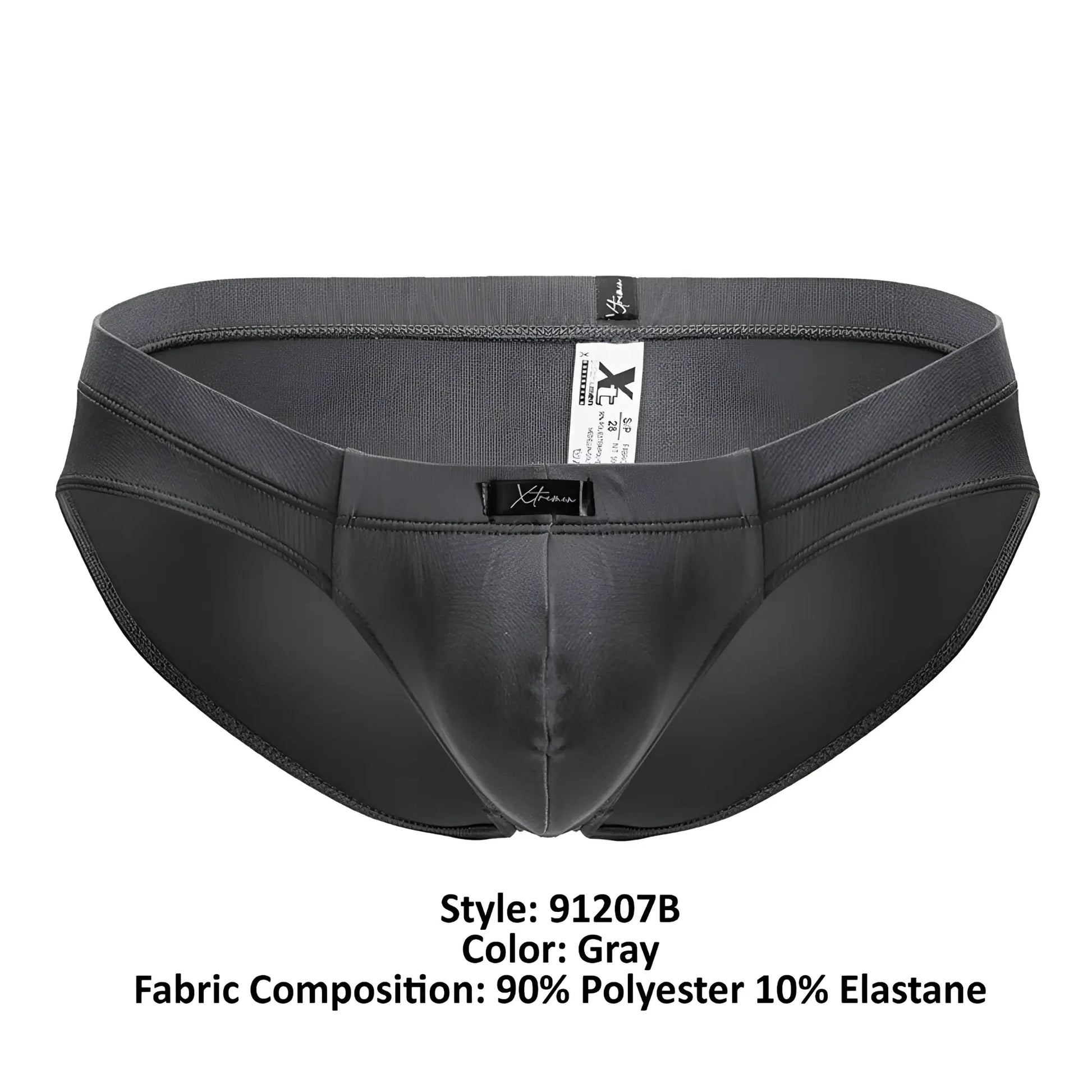 Gray xtremen 91207b microfiber briefs made of 90 polyester 10 elastane with sleek form-fitting design and reinforced stitching