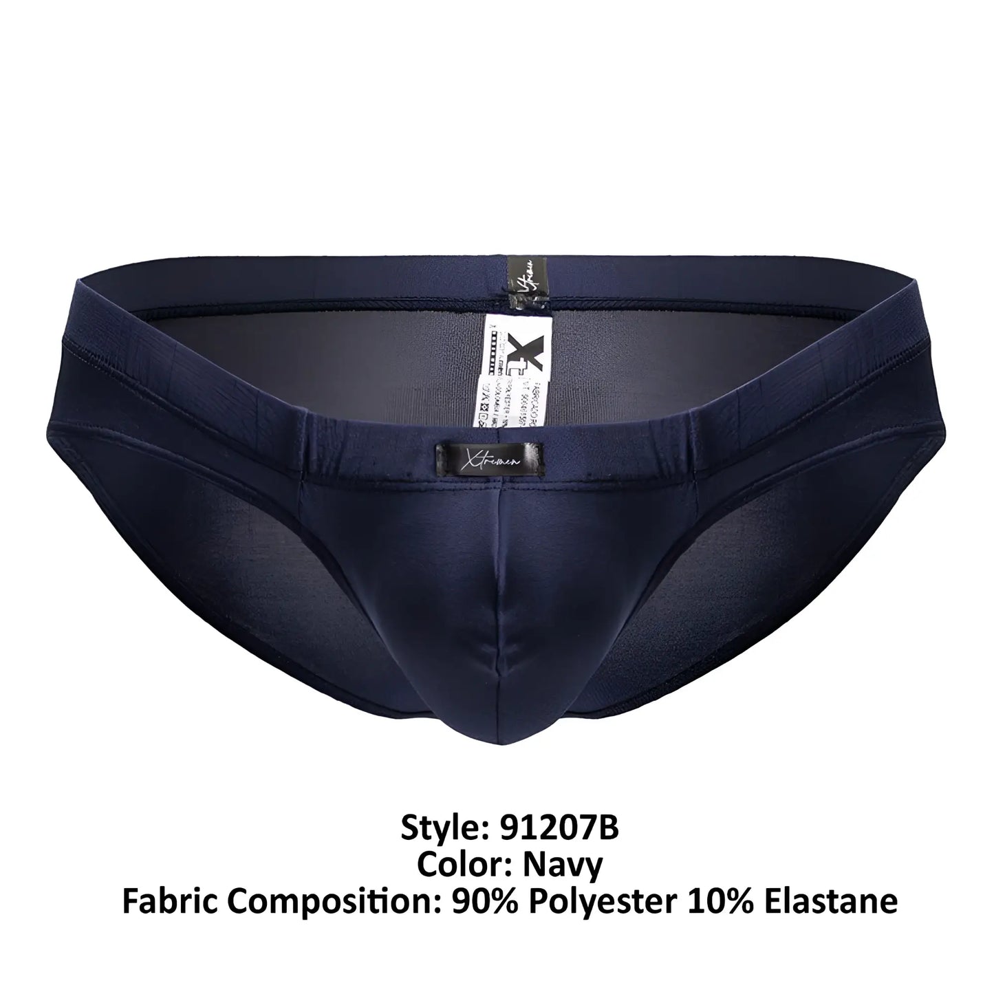 Navy blue xtremen 91207b men’s briefs made of 90 percent polyester 10 percent elastane with branded waistband