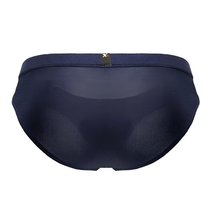 Navy xtremen 91207b microfiber men’s briefs with smooth form-fitting fabric and small black tag at waistband