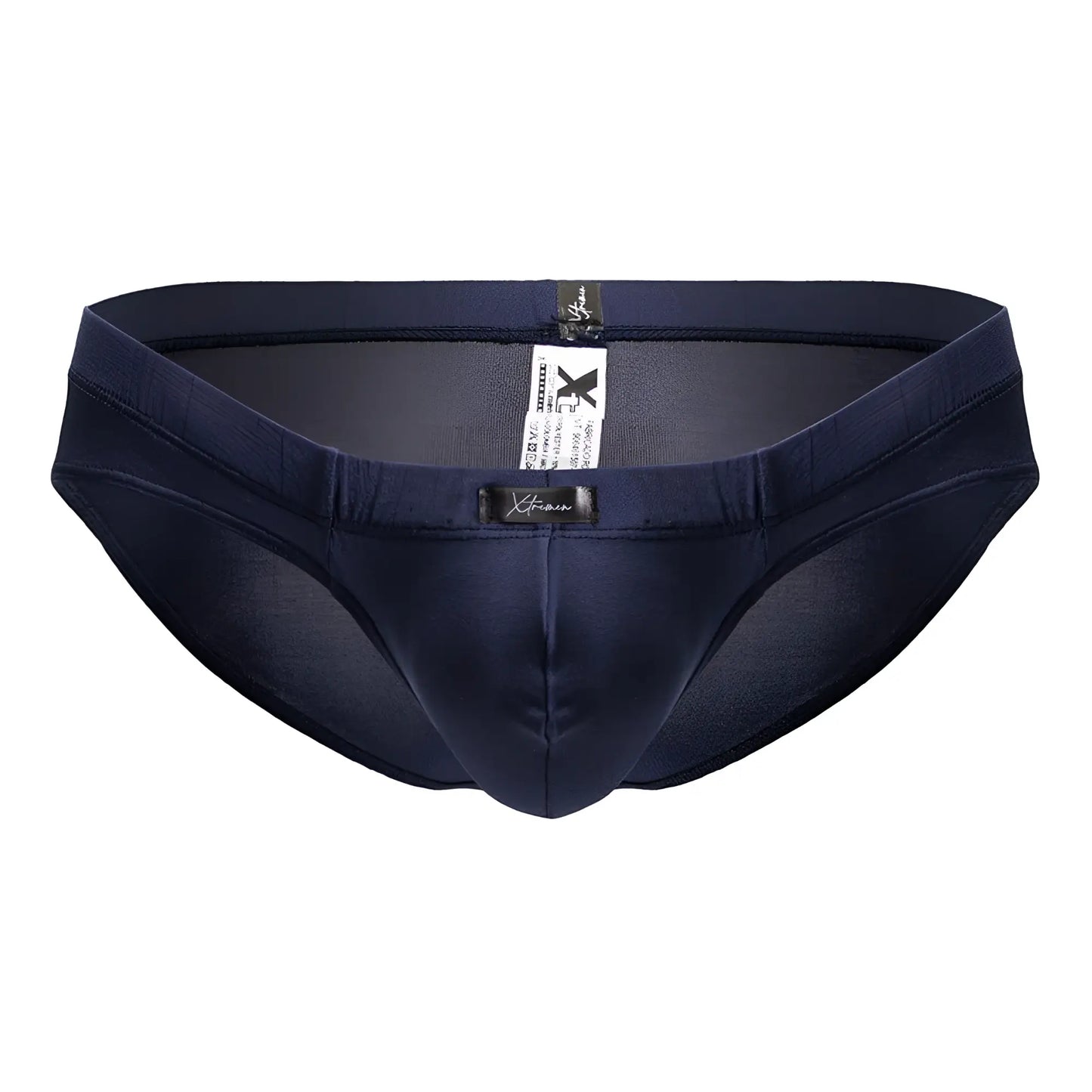 Navy xtremen 91207b microfiber briefs for men with smooth stretchable fabric and subtle branding tags visible