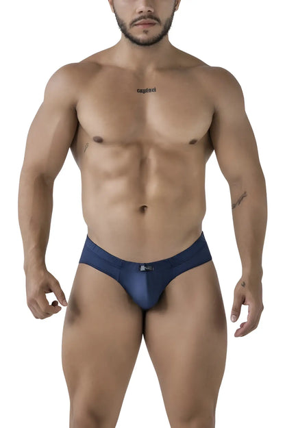 Navy blue xtremen 91207b microfiber men’s briefs with a subtle waistband logo for comfortable everyday wear
