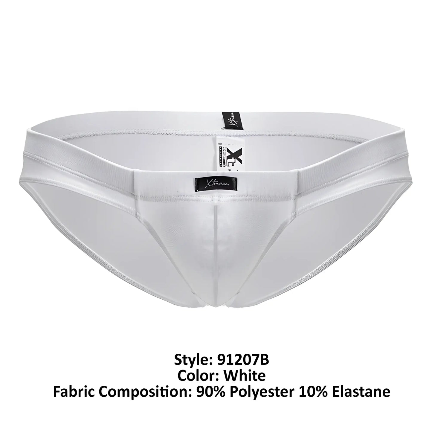 White xtremen 91207b microfiber briefs with sleek form-fitting design and elastic waistband for comfort