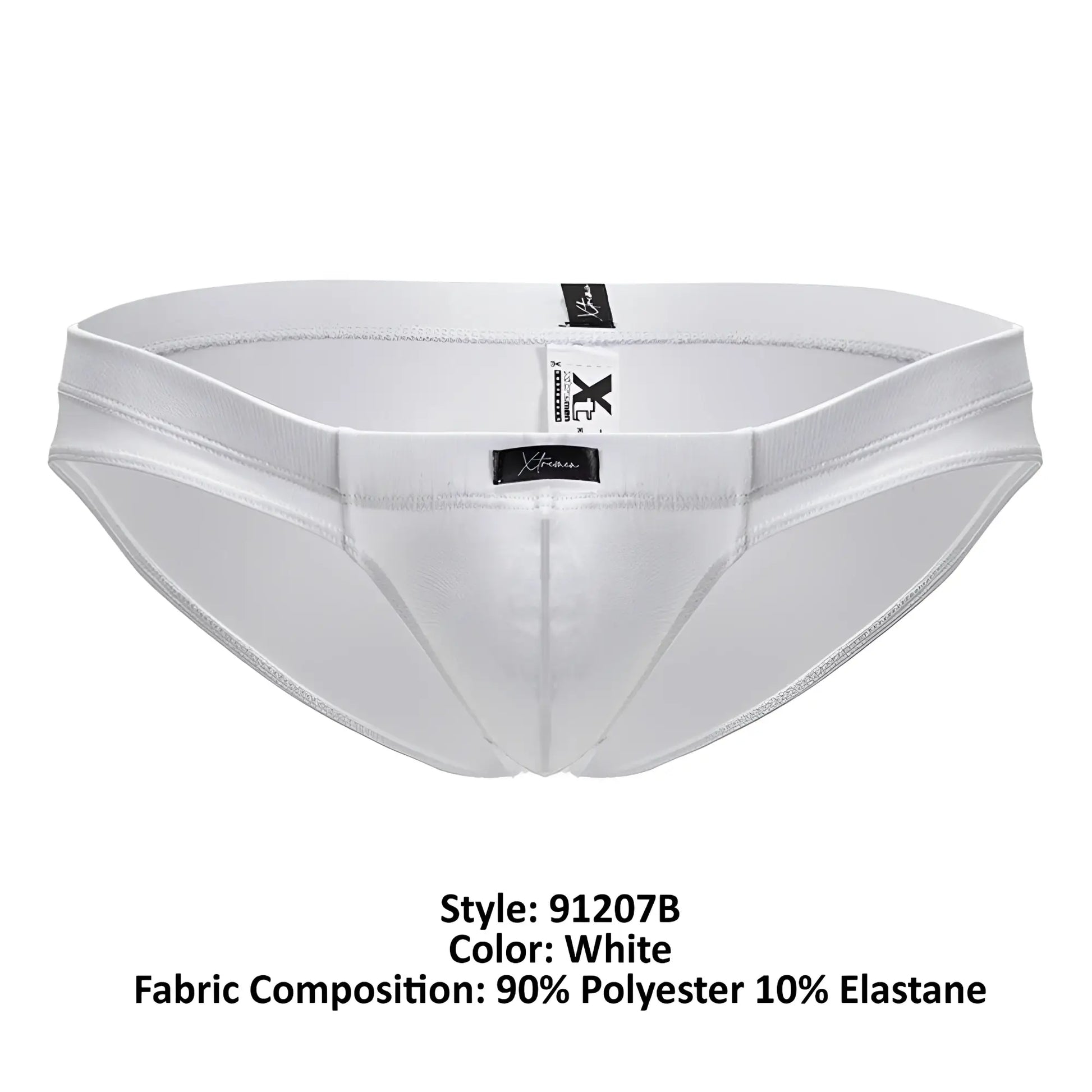 White xtremen 91207b microfiber briefs with sleek form-fitting design and elastic waistband for comfort