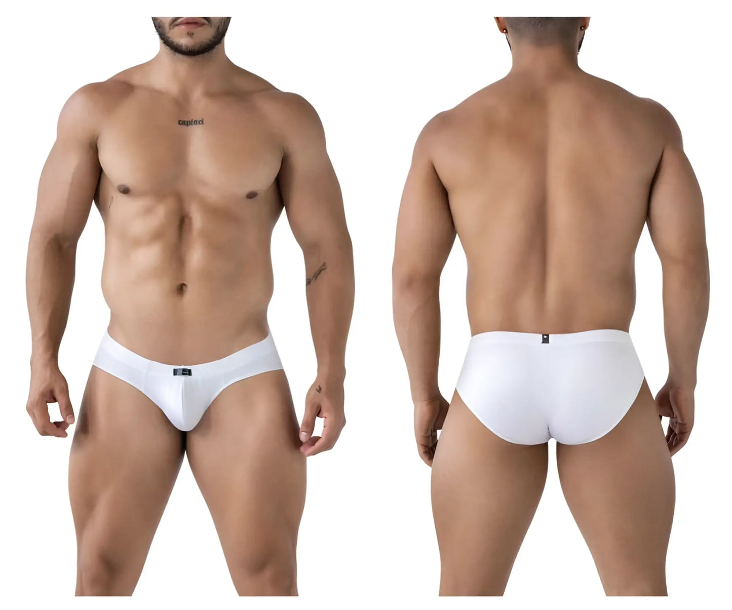 White xtremen 91207b microfiber briefs with sleek form fitting design and subtle brand logo on waistband